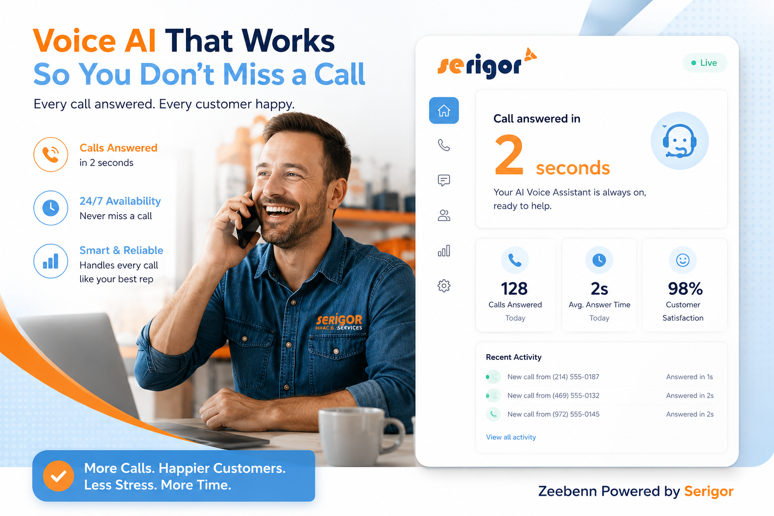 ZEEBENN AI voice assistant answering a call